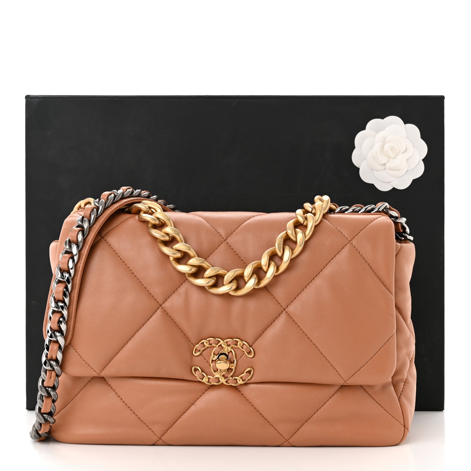 Chanel Lambskin Quilted Large Chanel 19 Flap Brown 11 of 11