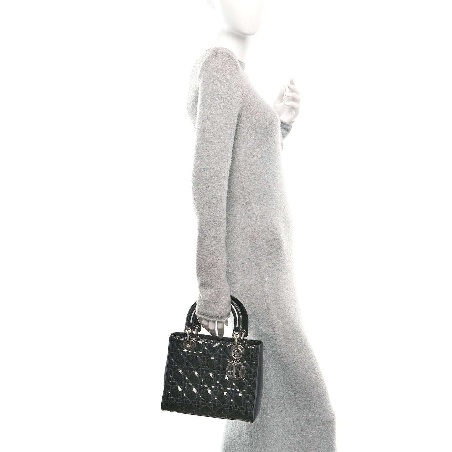 Patent Cannage Medium Lady Dior Black