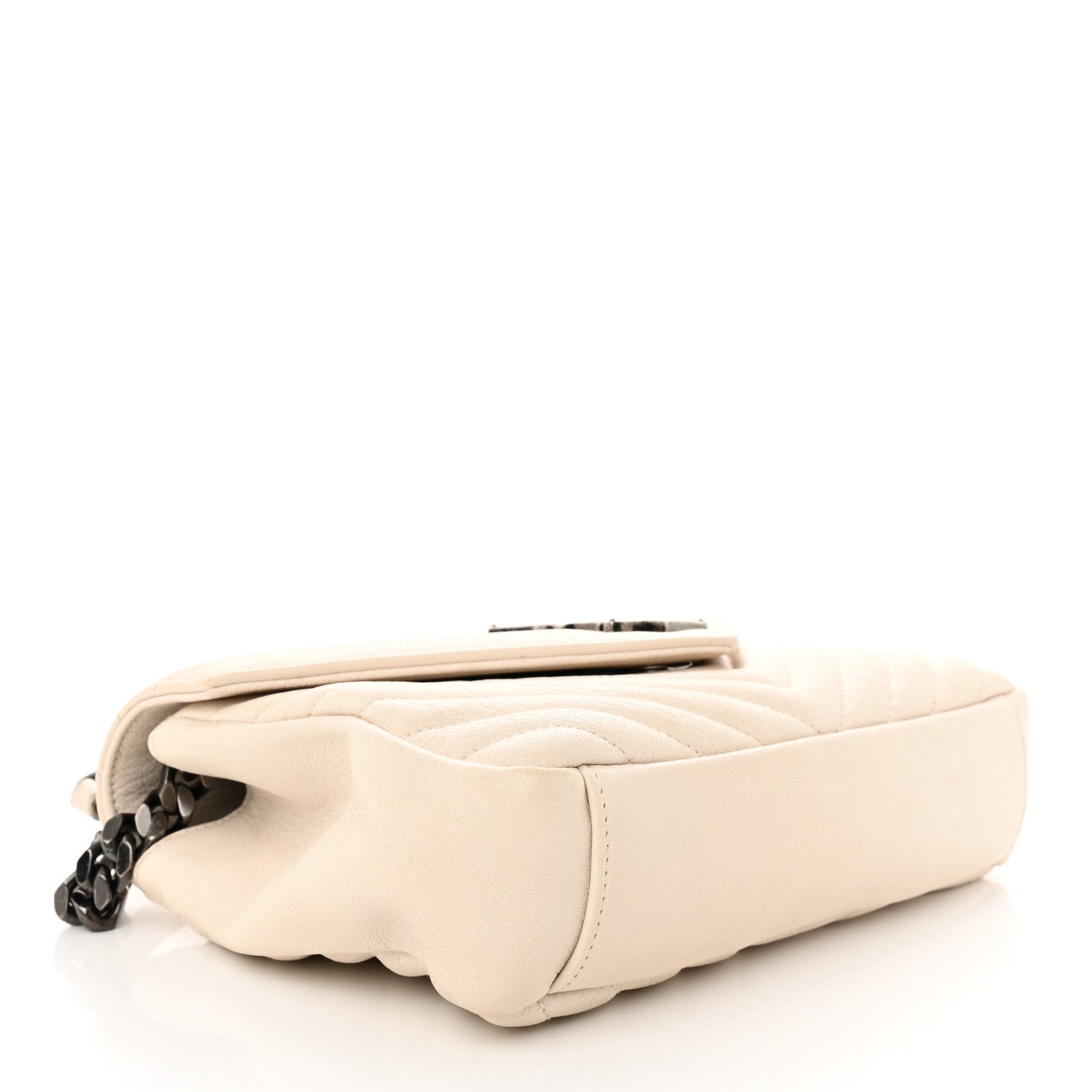 Saint Laurent Sheepskin Matelasse Chevron Monogram Medium College Bag Dove White 4 of 13