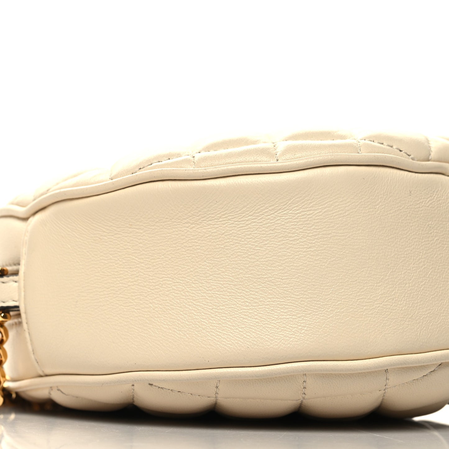 Nappa Quilted La Medusa Round Camera Bag White