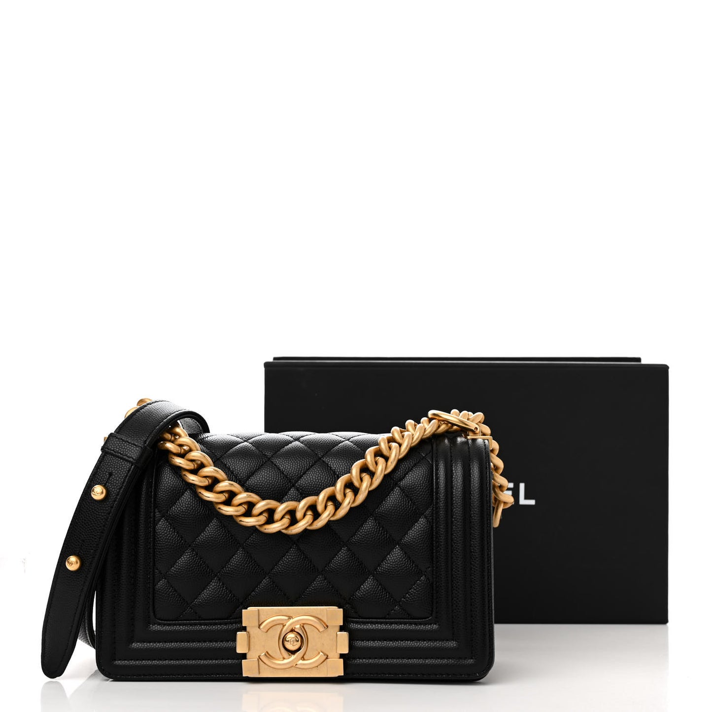 Caviar Quilted Small Boy Flap Black