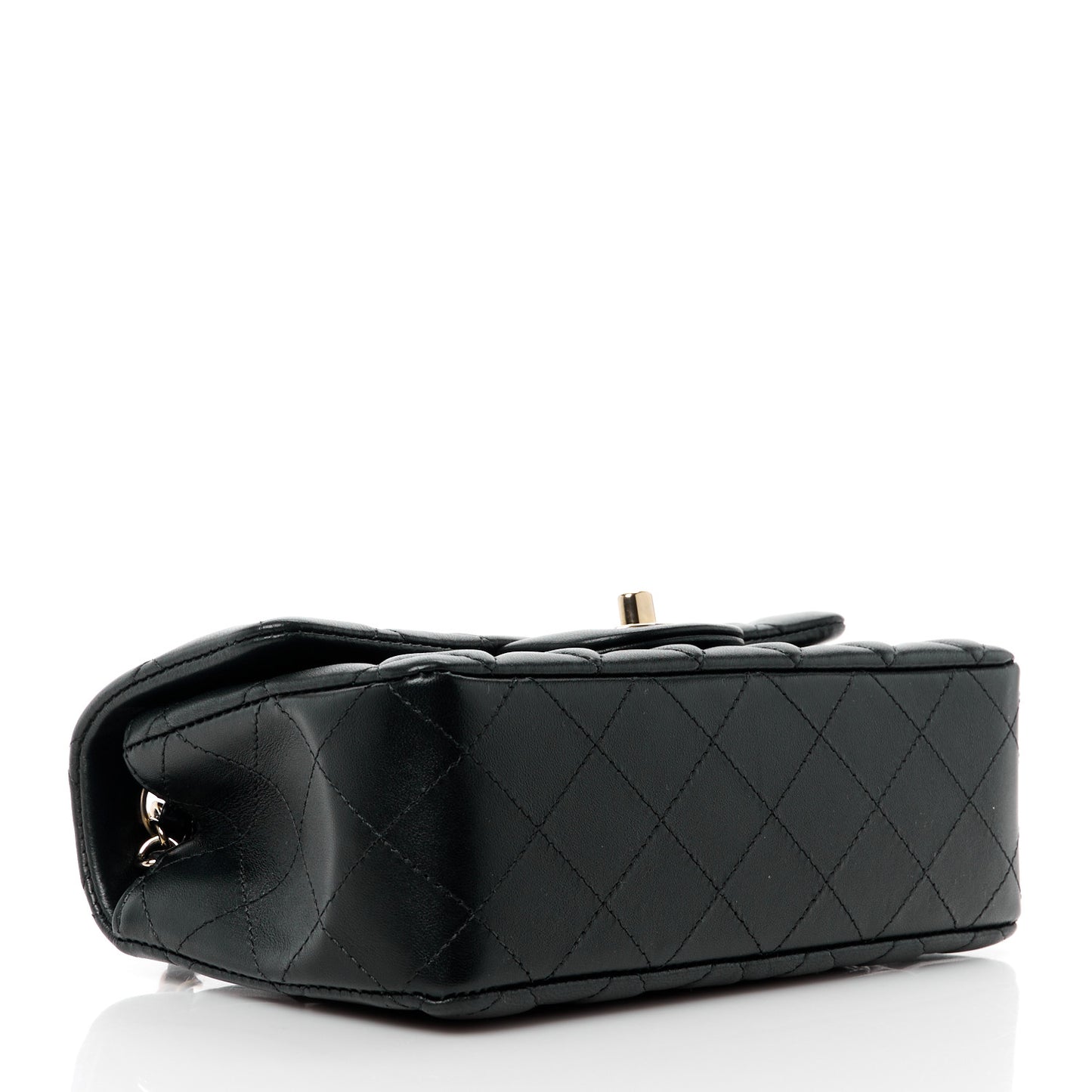 Lambskin Quilted Mini Rectangular Flap Black