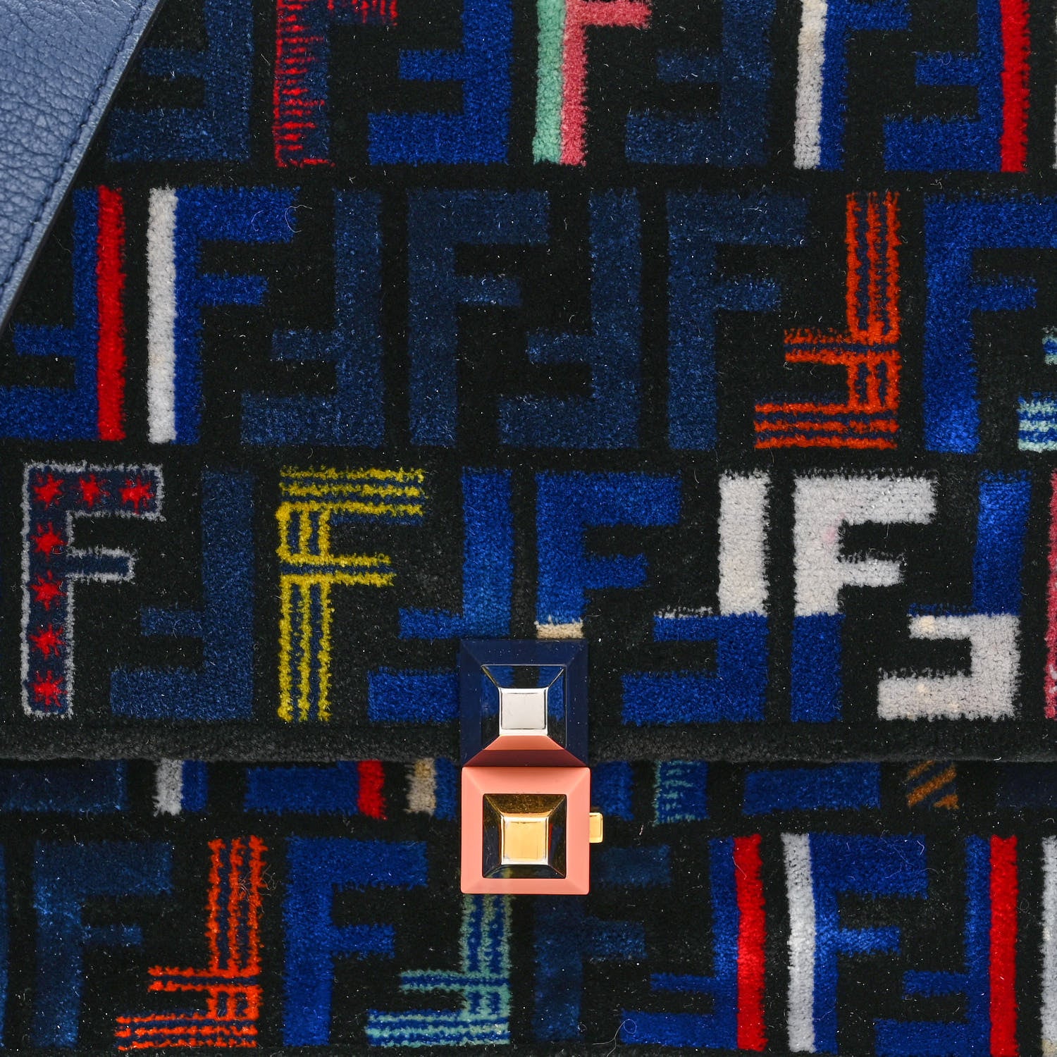 Fendi Velvet Vitello Dolce Fun Fair Kan I Shoulder Bag Blue Multicolor 8 of 12