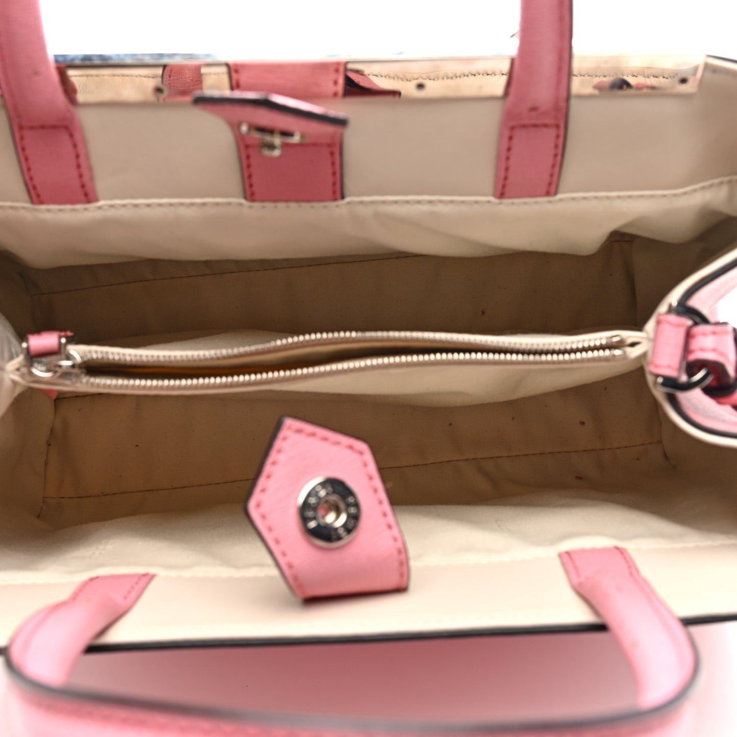 Vitello Elite Flamingo Mink Monster Charm Petite 2Jours Tote Pink Multicolor