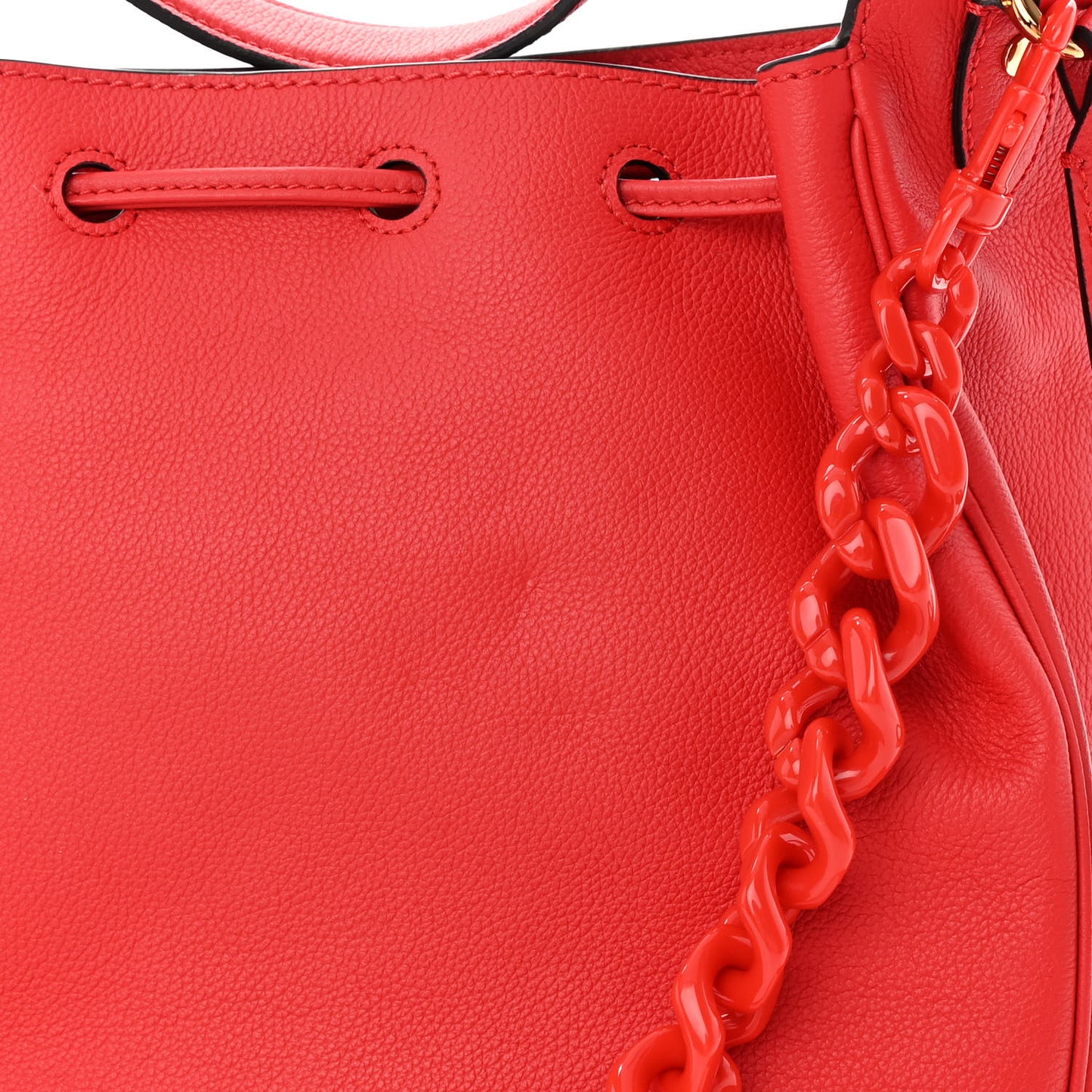 Grained Calfskin La Medusa Bucket Bag Red