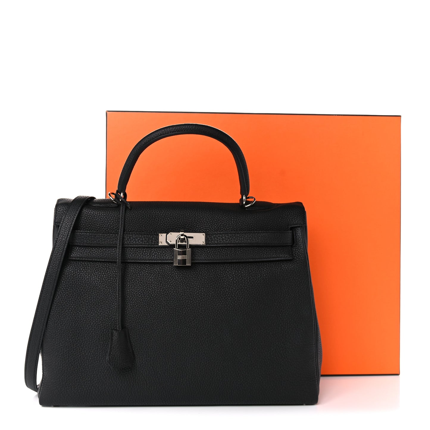 Togo Verso Kelly Retourne 35 Black Bleu Agate