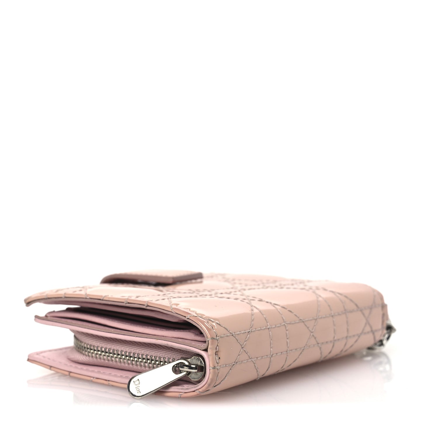 Patent Cannage Lady Dior Eden Wallet Rose Clair