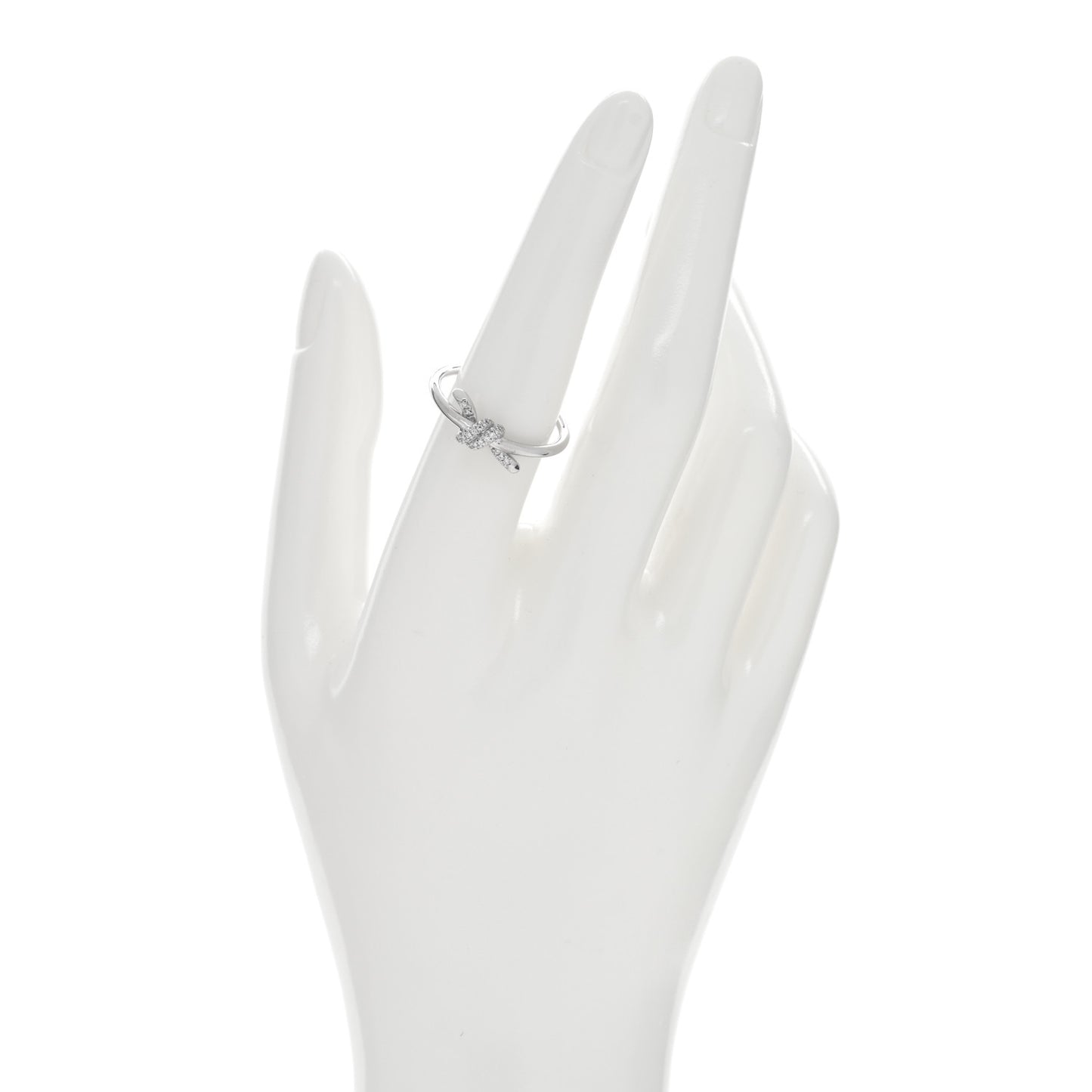 18K White Gold Diamond Small Knot Ring 54 6.75