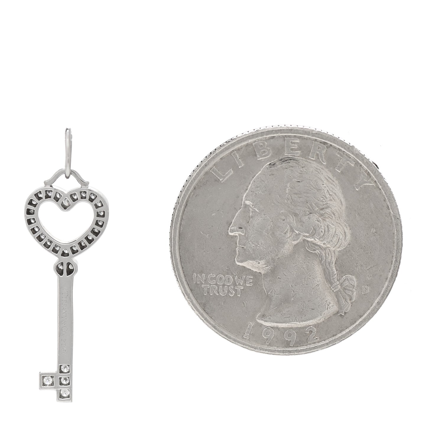 Platinum Diamond Heart Key Pendant