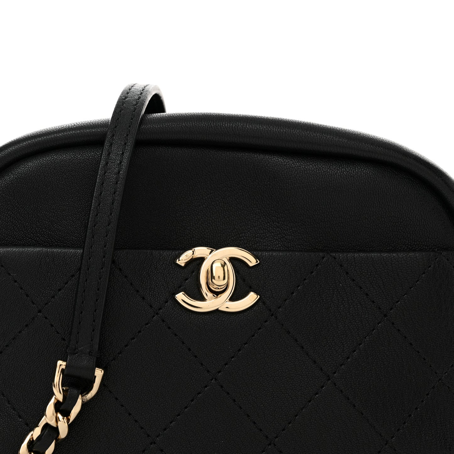 Goatskin Quilted Small Casual Trip Camera Case Black