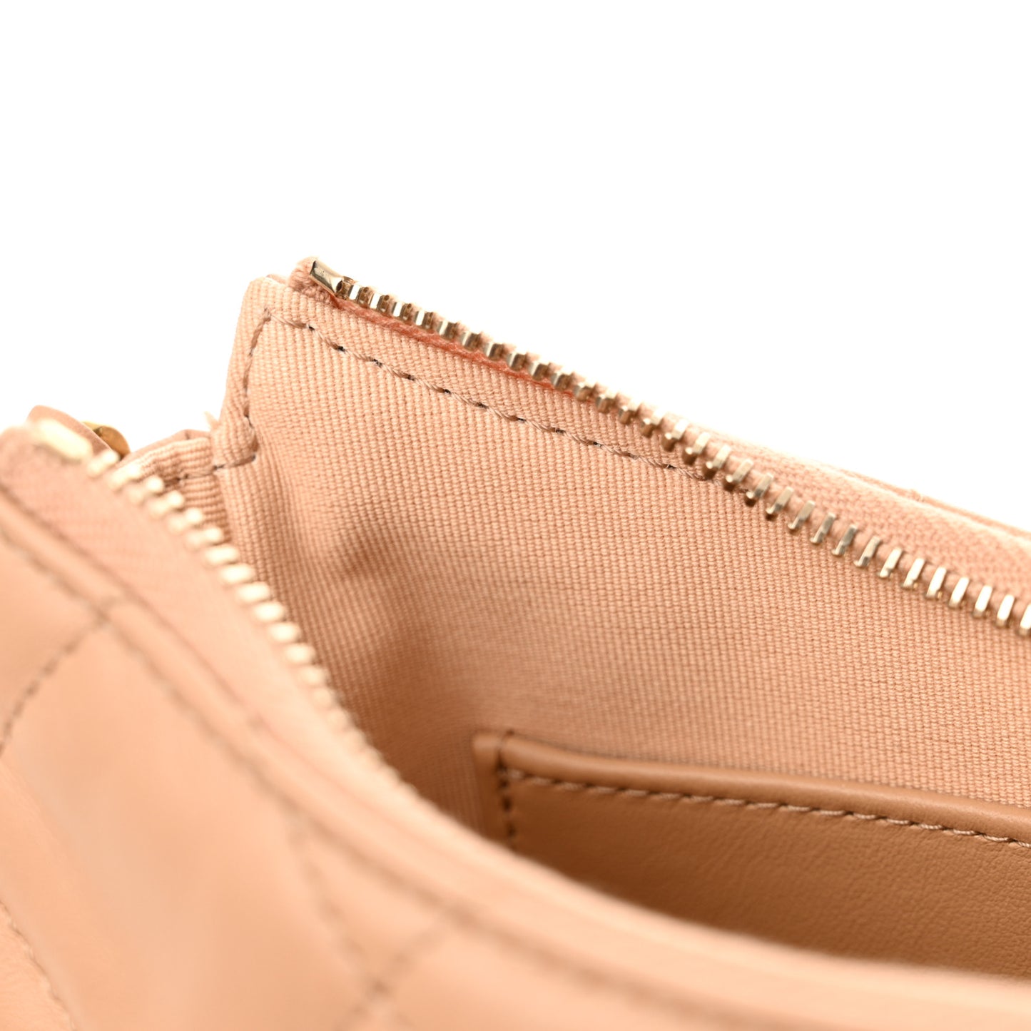 Crumpled Calfskin Quilted Braided CC Hobo Beige