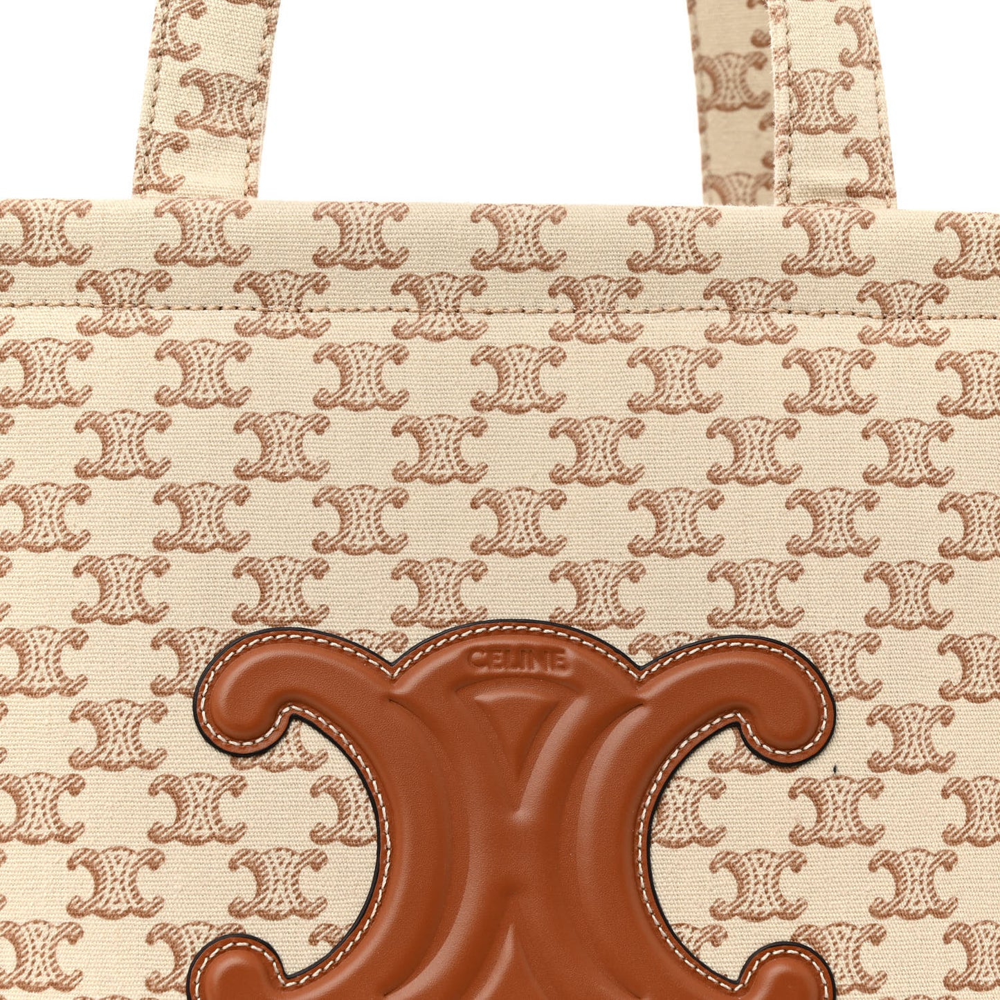 Canvas Calfskin Triomphe Large Cabas Thais White