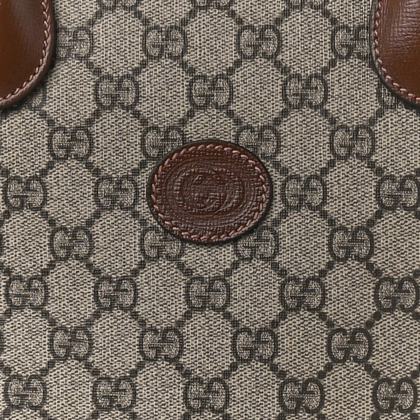 GG Supreme Monogram Azalea Calfskin Medium Retro Interlocking G Tote Bag Beige Ebony Brown Sugar