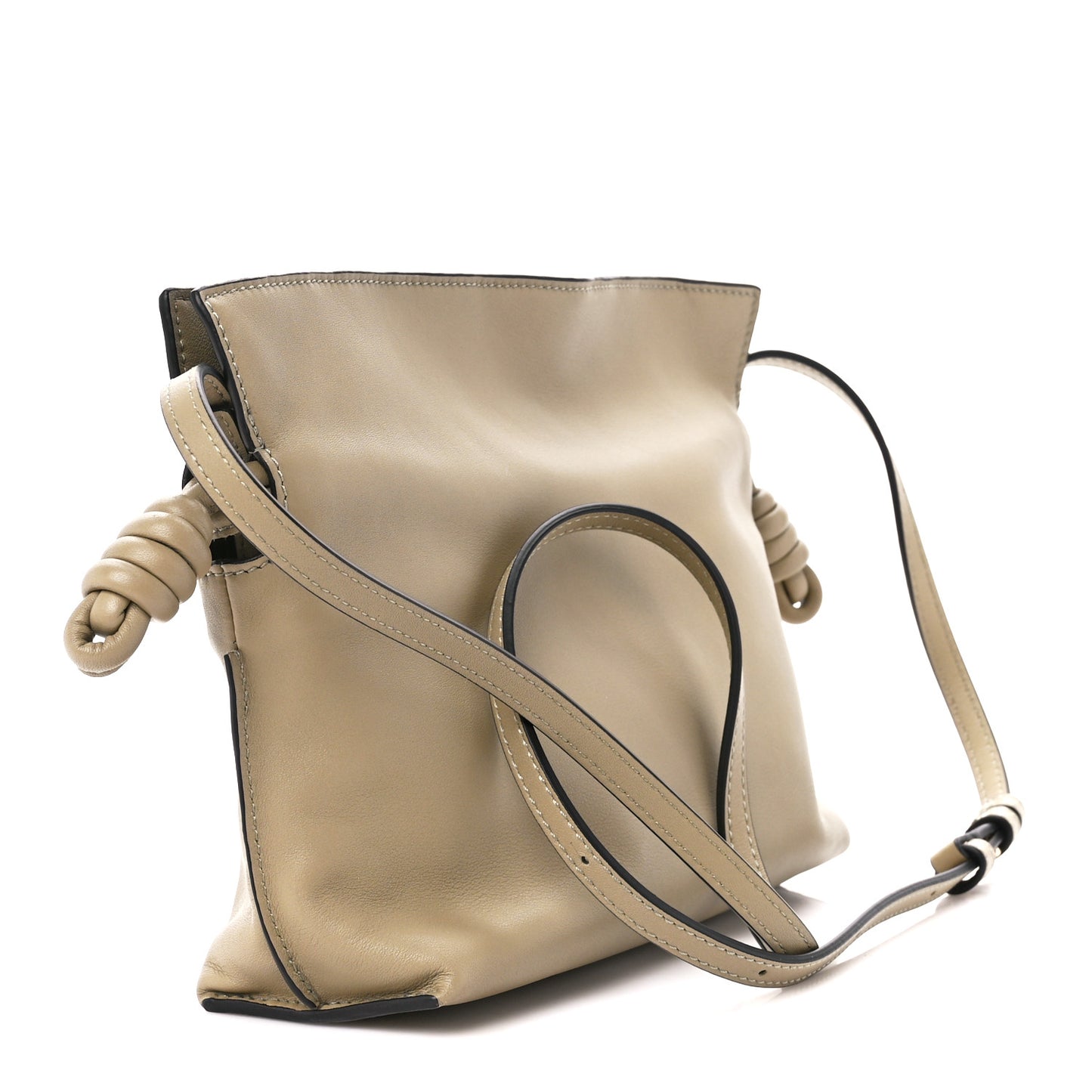Calfskin Mini Flamenco Knot Clutch Clay Green