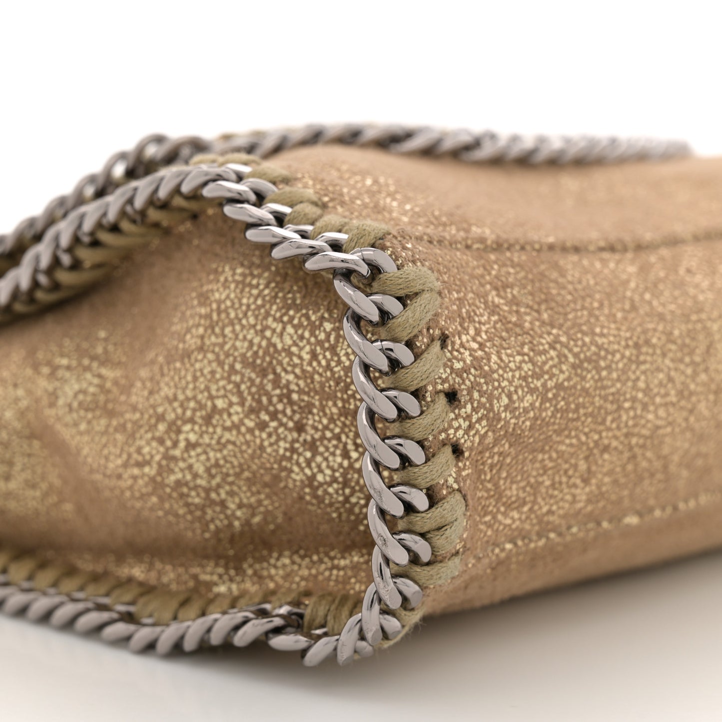 Metallic Shaggy Deer Mini Falabella Crossbody Bag Gold