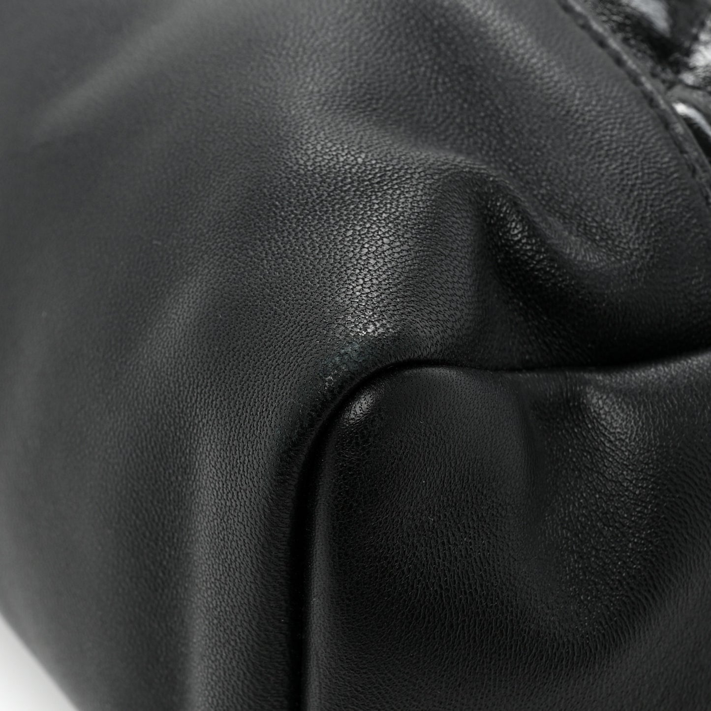 Shiny Aged Calfskin Quilted Large 31 Shopping Bag Black