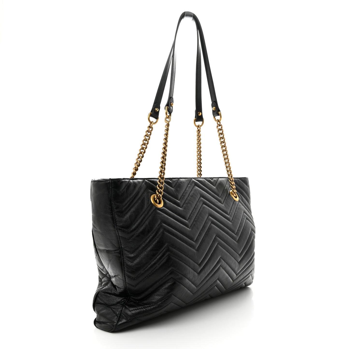 Vintage Calfskin Matelasse Medium GG Marmont Slim Tote Black