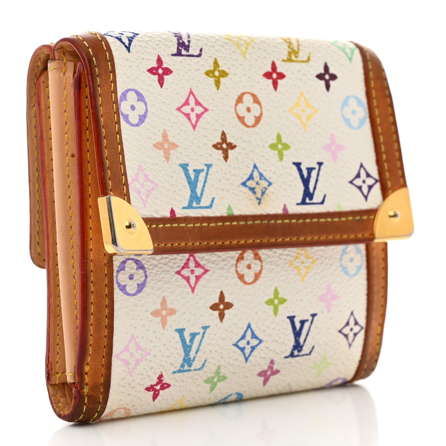 Louis Vuitton Monogram Multicolor Porte-Monnaie Billets Wallet White 3 of 11