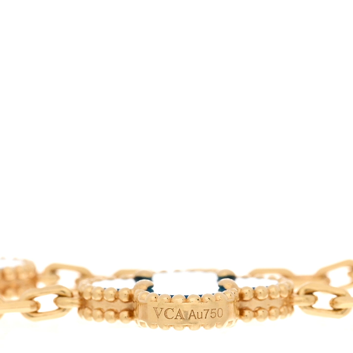 18K Yellow Gold Blue Agate 5 Motifs Vintage Alhambra Bracelet