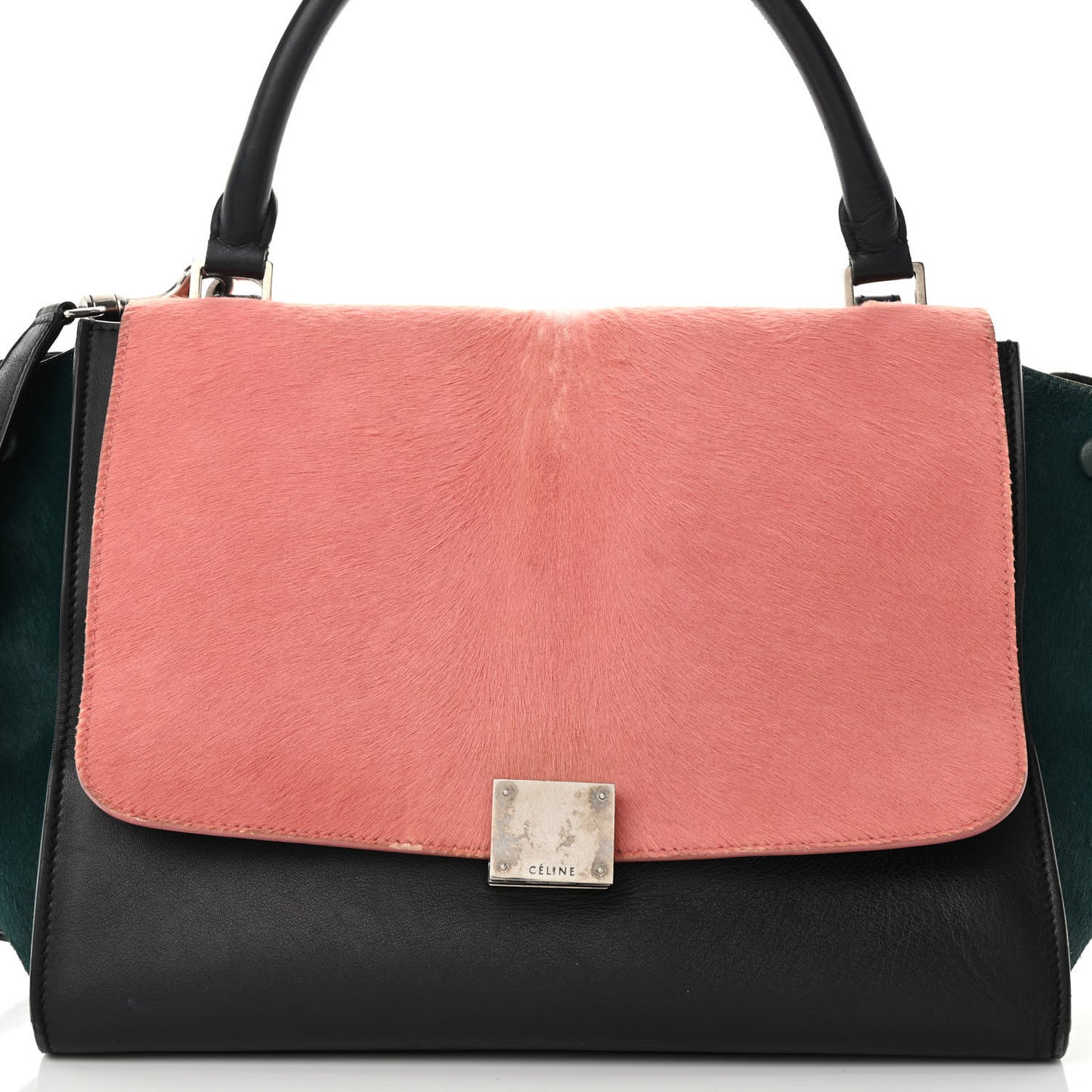 Pony Hair Smooth Calfskin Medium Tri-Color Trapeze Pink Green Black