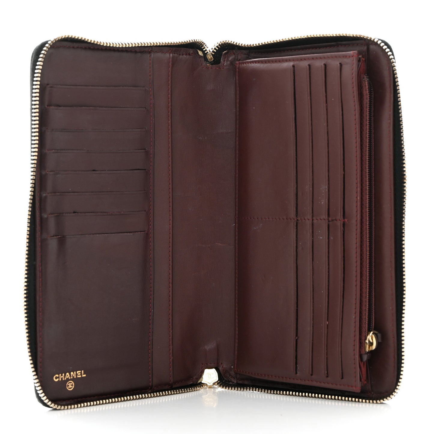 Caviar Quilted Large Zip Around Organizer Wallet Black