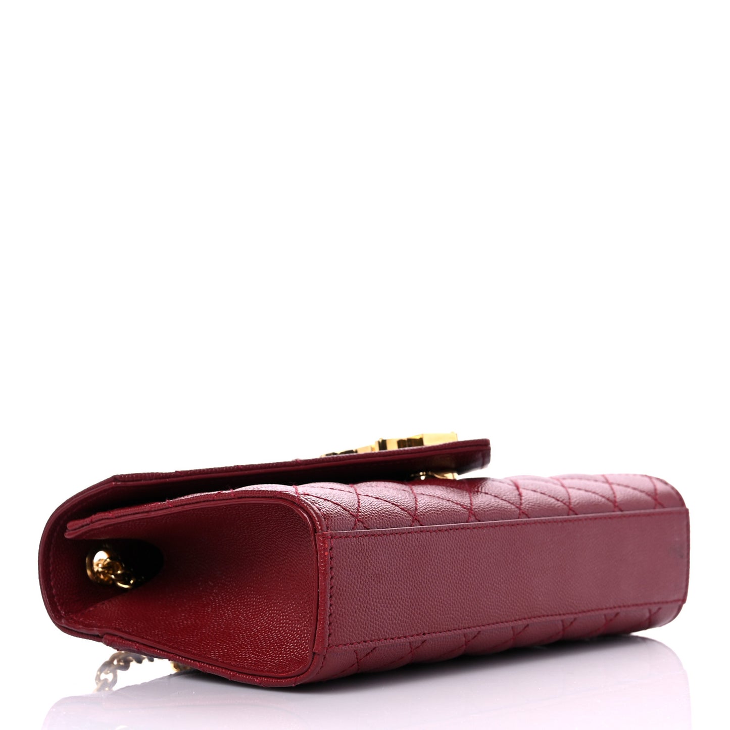 Grain De Poudre Textured Mixed Matelasse Triquilt Small Monogram Satchel Red