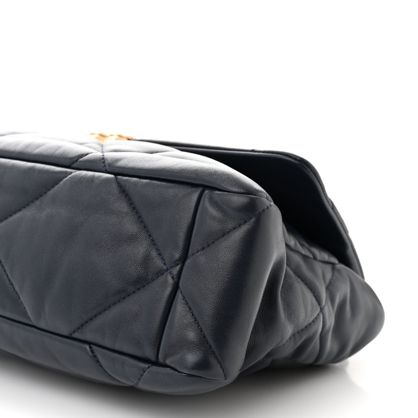 Lambskin Quilted Large Chanel 19 Flap Navy Blue