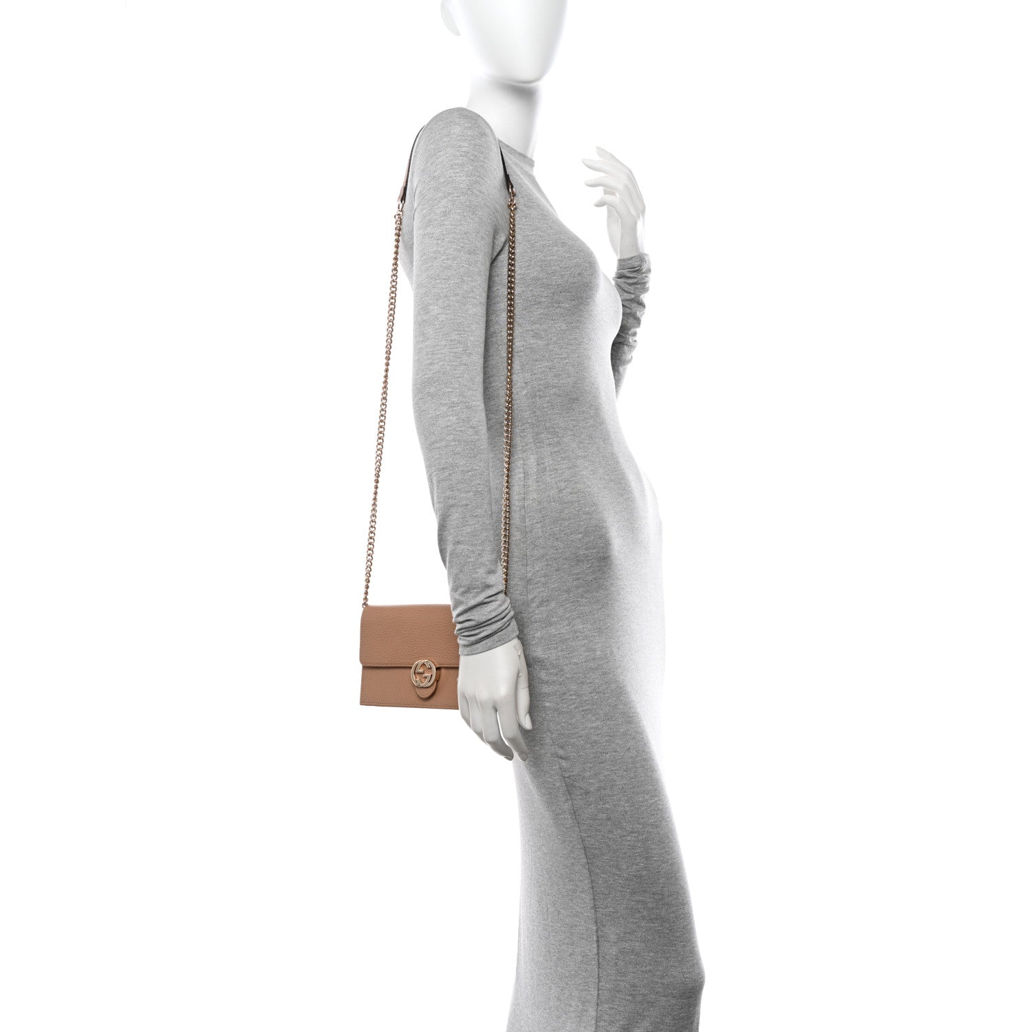 Gucci Dollar Calfskin Interlocking G Chain Wallet Camelia 2 of 10