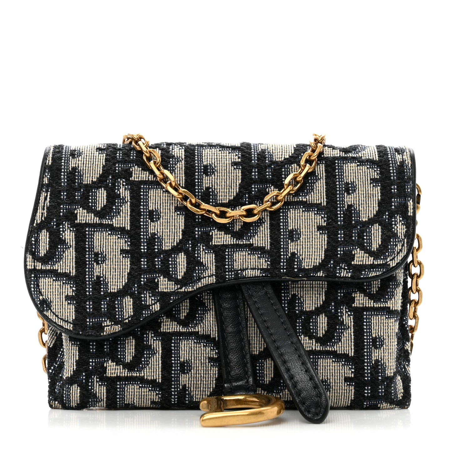 Oblique Nano Saddle Chain Pouch Blue