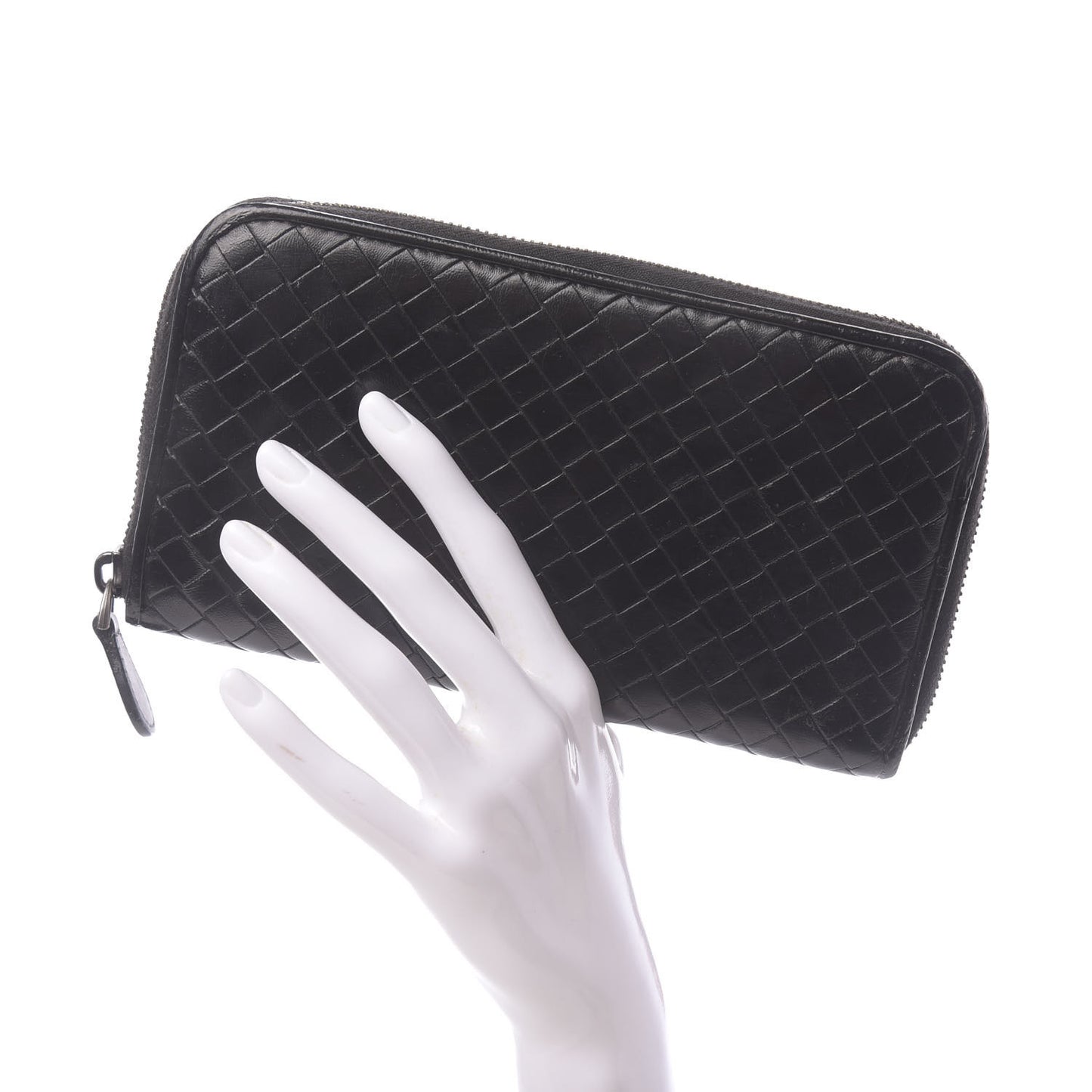 Nappa Intrecciato Zip Around Wallet Black