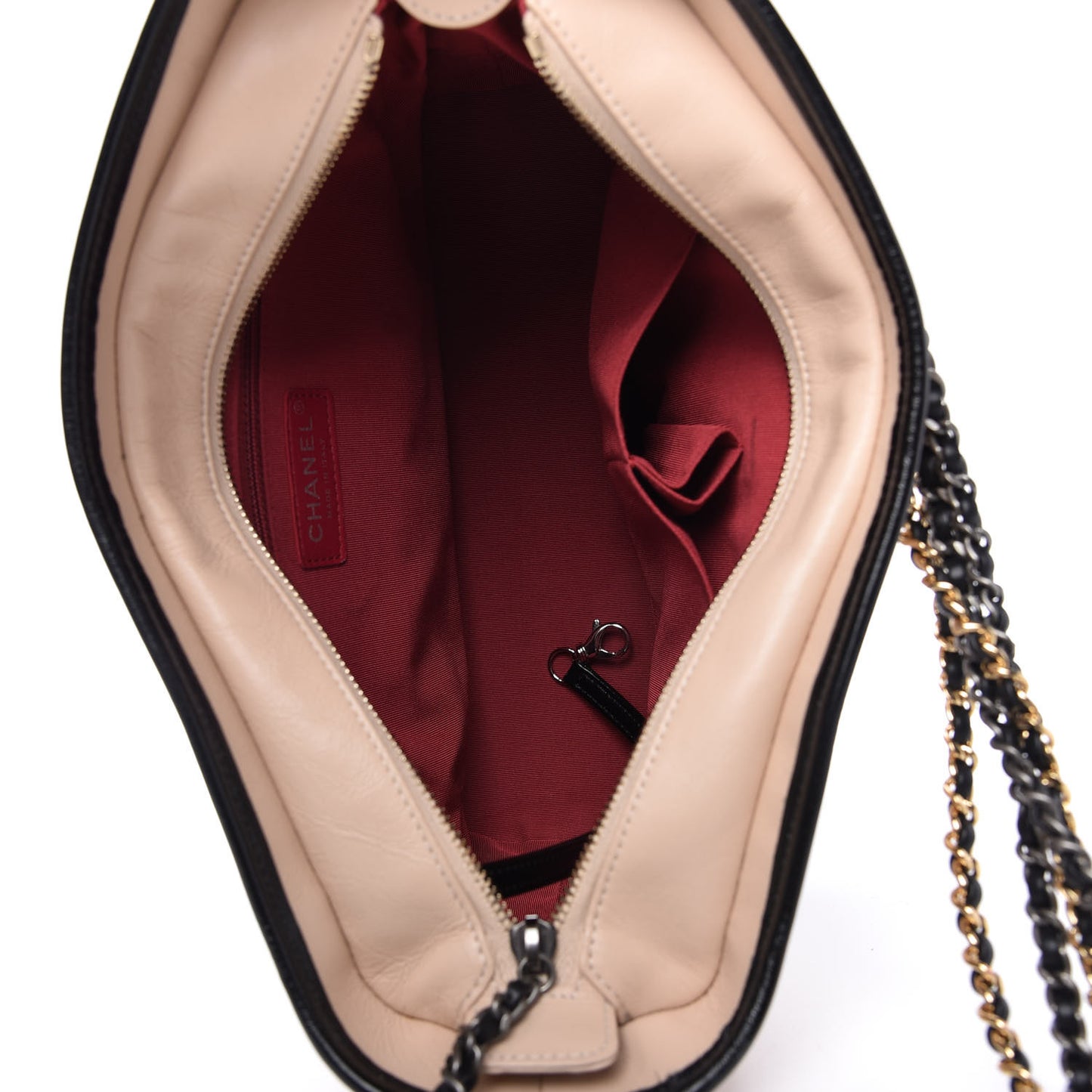 Aged Calfskin Quilted Medium Gabrielle Hobo Beige Black