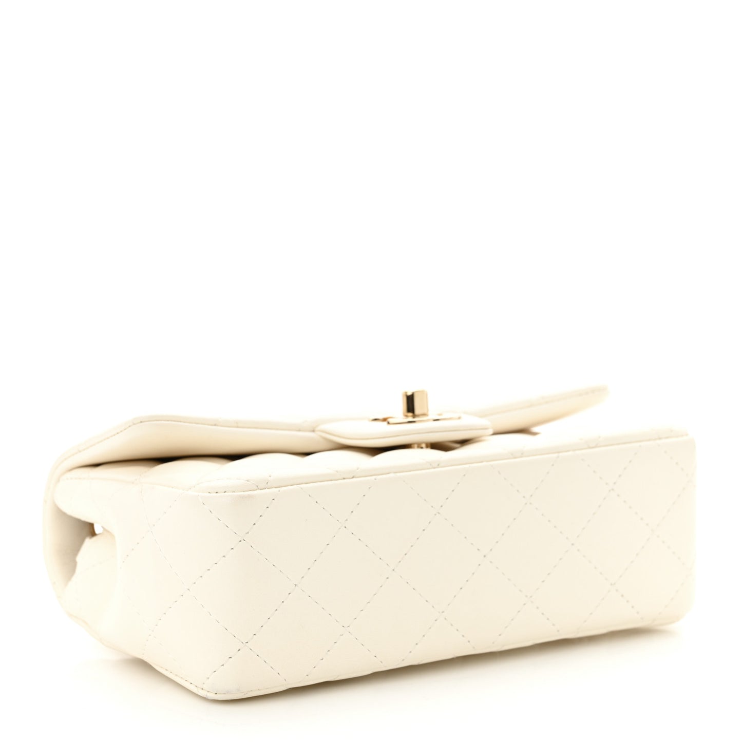 Lambskin Quilted Mini Rectangular Flap White