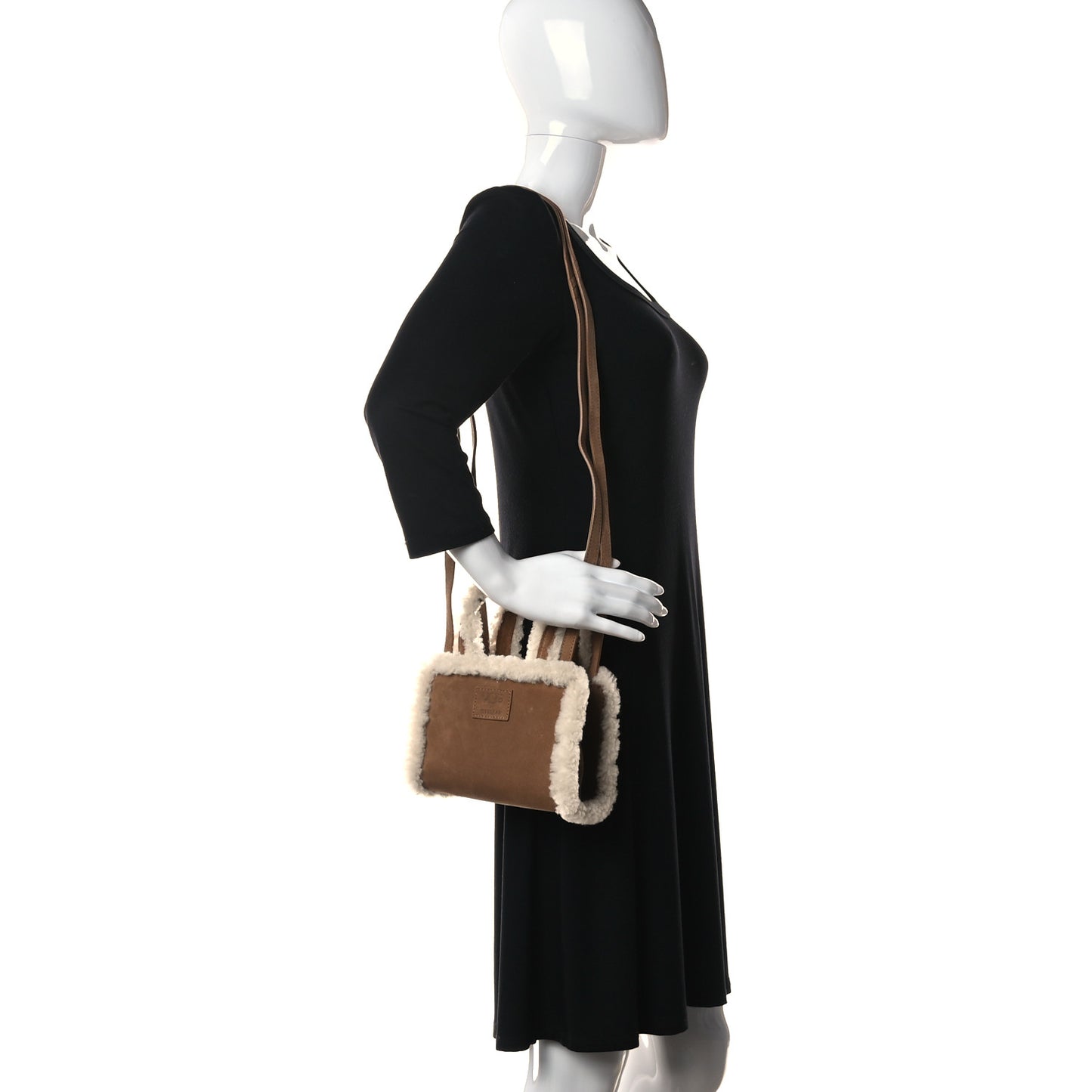 X UGG Suede Shearling Small Shopping Bag Chestnut