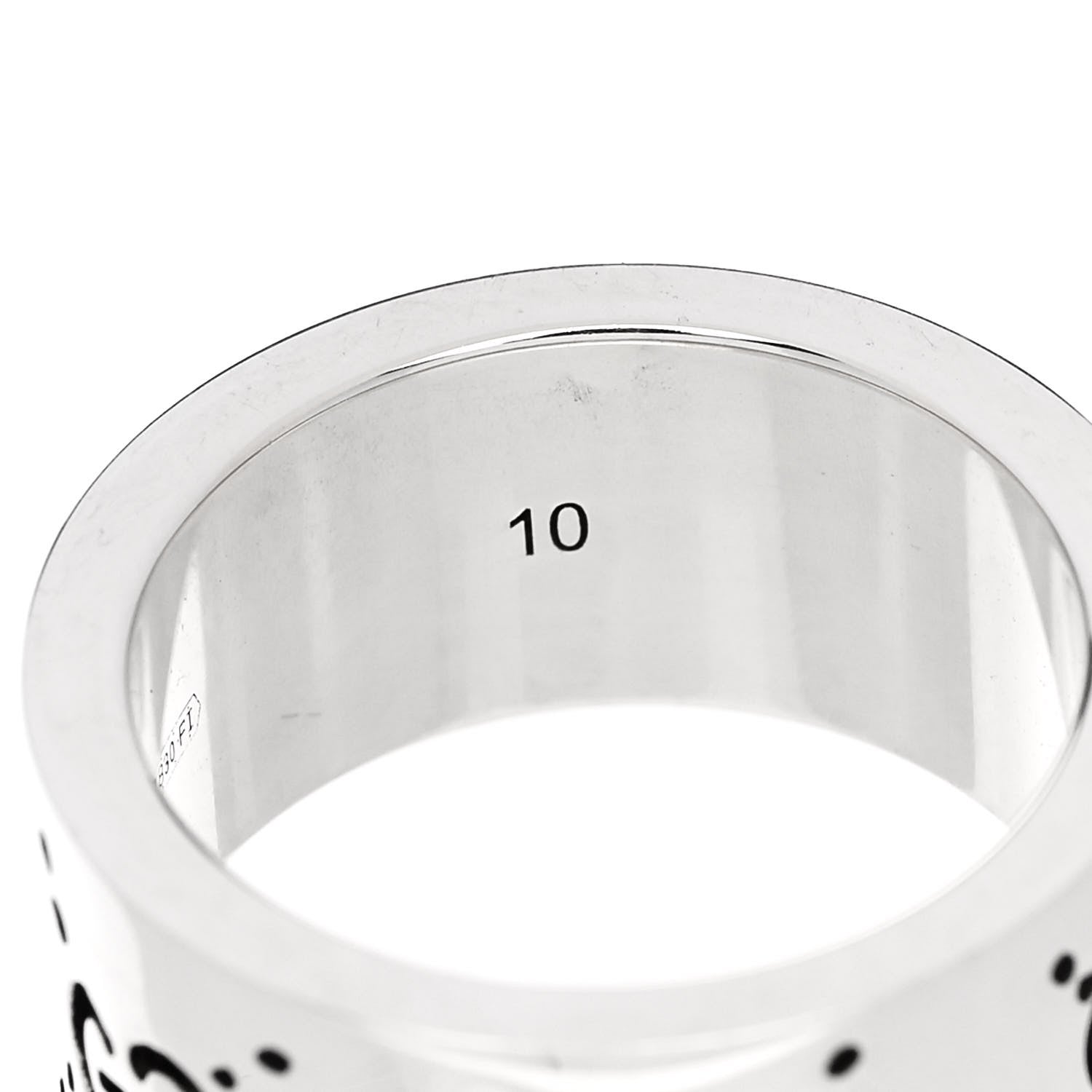 Gucci Sterling Silver GucciGhost Hamlet Skull Band Ring 49 5 6 of 6