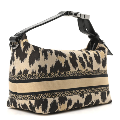 Canvas Mizza Embroidered Leopard DiorTravel Nomad Pouch Beige