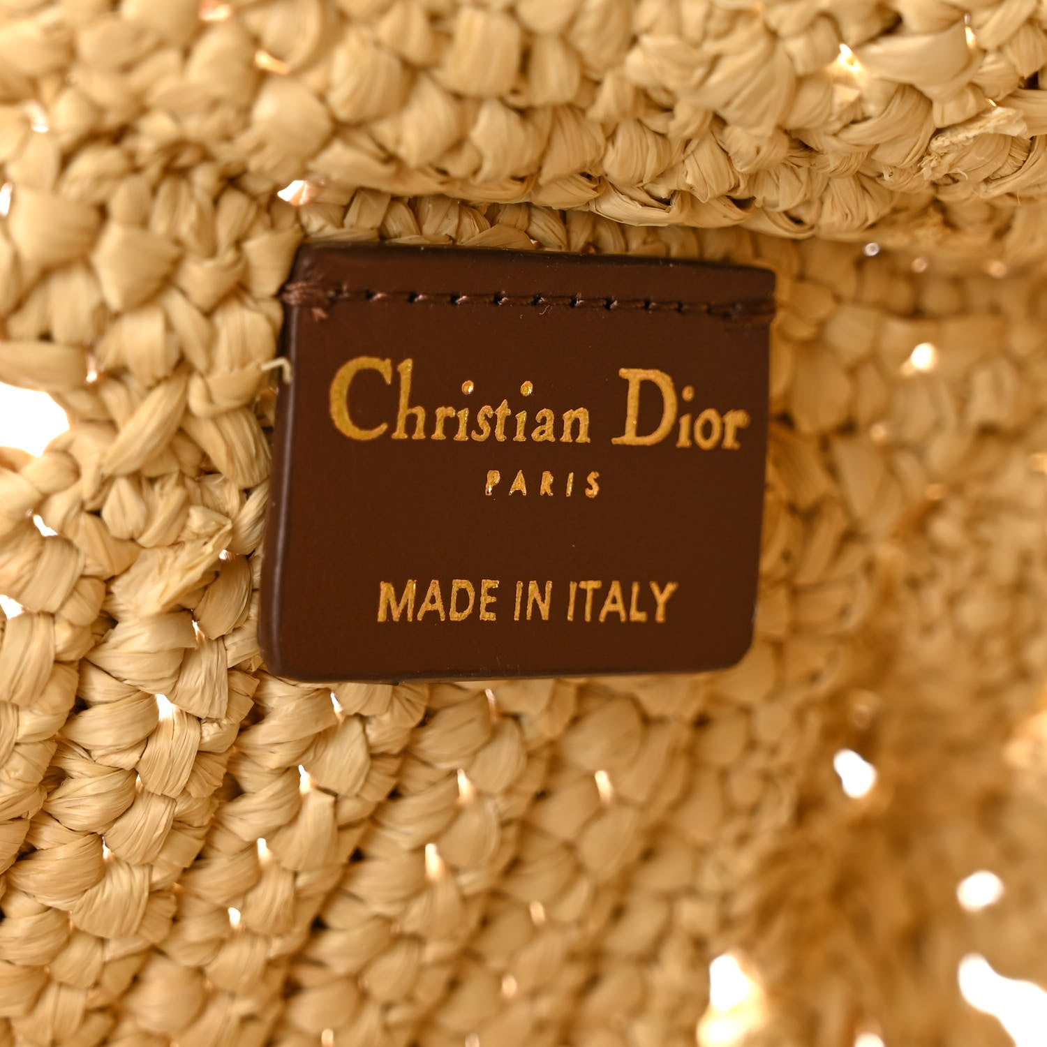 Christian Dior Woven Raffia Floral Embellished Small Book Tote Natural 8 of 15