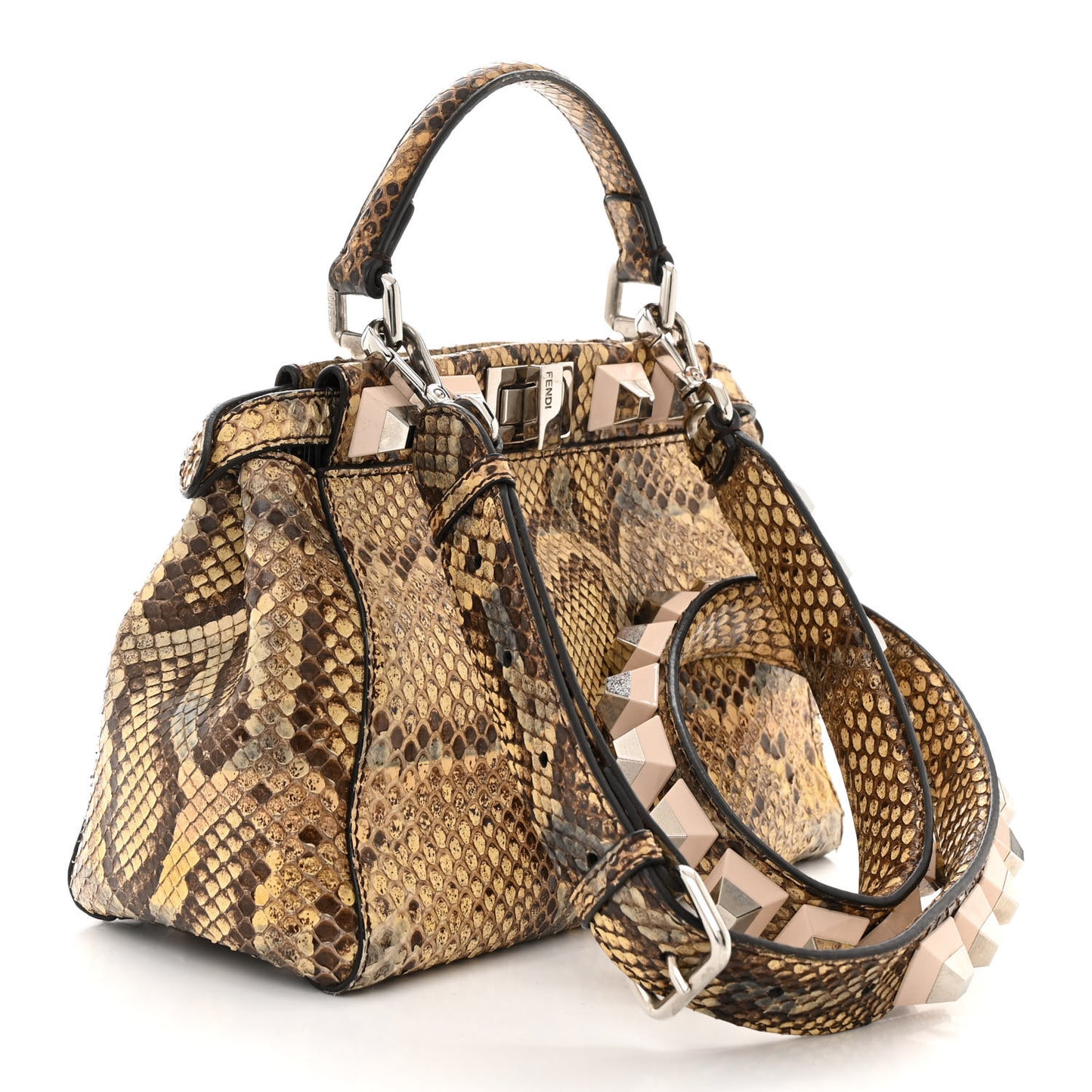 Snakeskin Studded Mini Peekaboo Iconic Satchel Multicolor