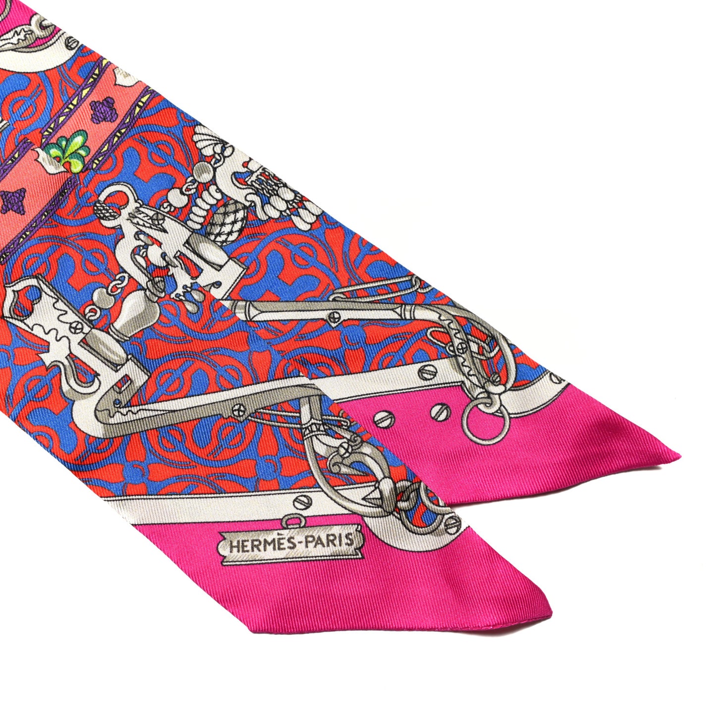 Silk Mors Et Gourmettes Remix Twilly Fuchsia Bleu Corail