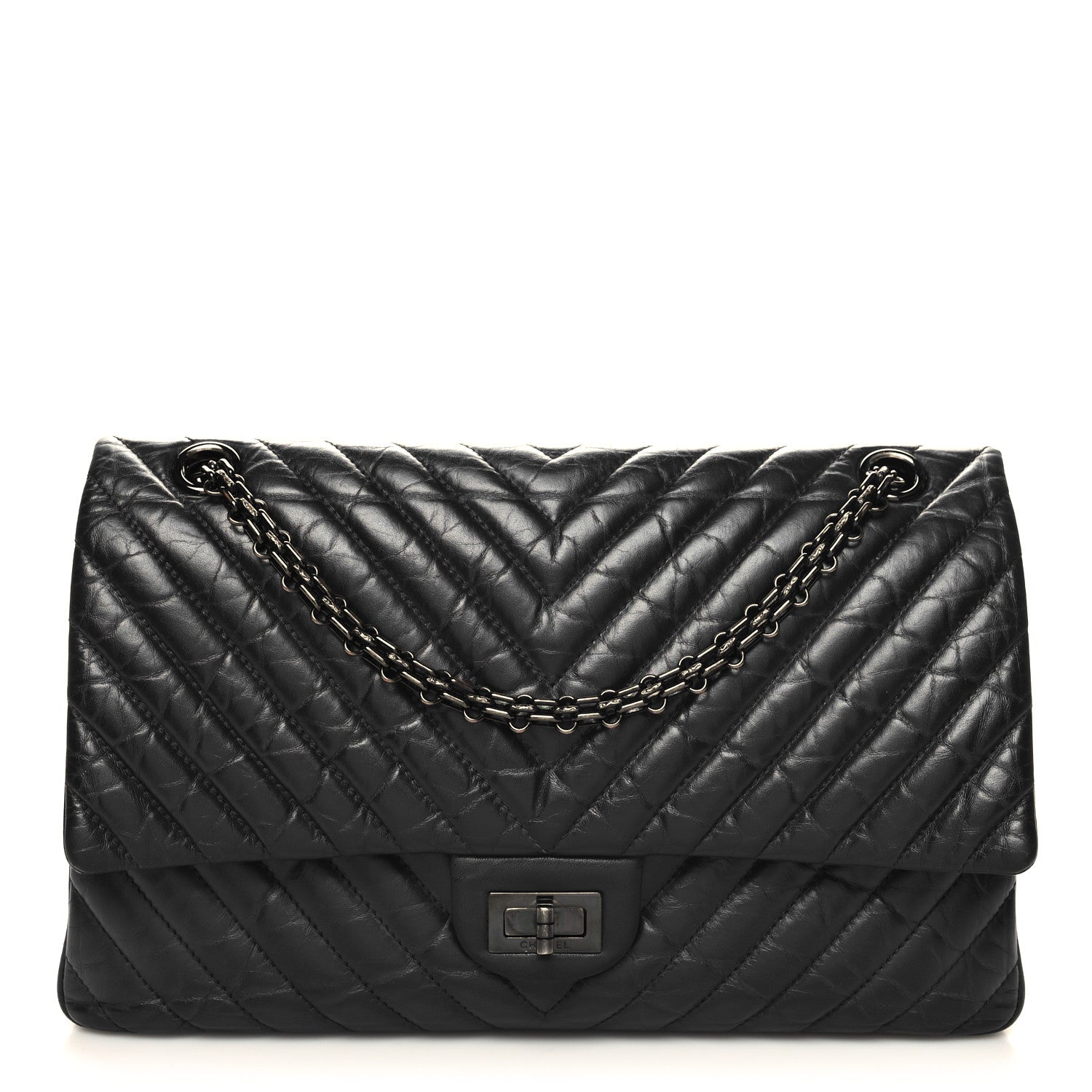 Chanel Aged Calfskin Chevron Quilted 2.55 Reissue 226 So Black 1 of 10