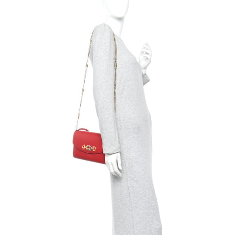 Smooth Calfskin Small Zumi Top Handle Shoulder Bag Hibiscus Red