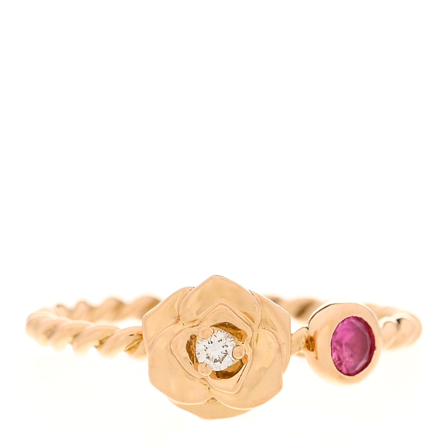 18K Rose Gold Diamond Pink Sapphire Rose Ring 51 5.75