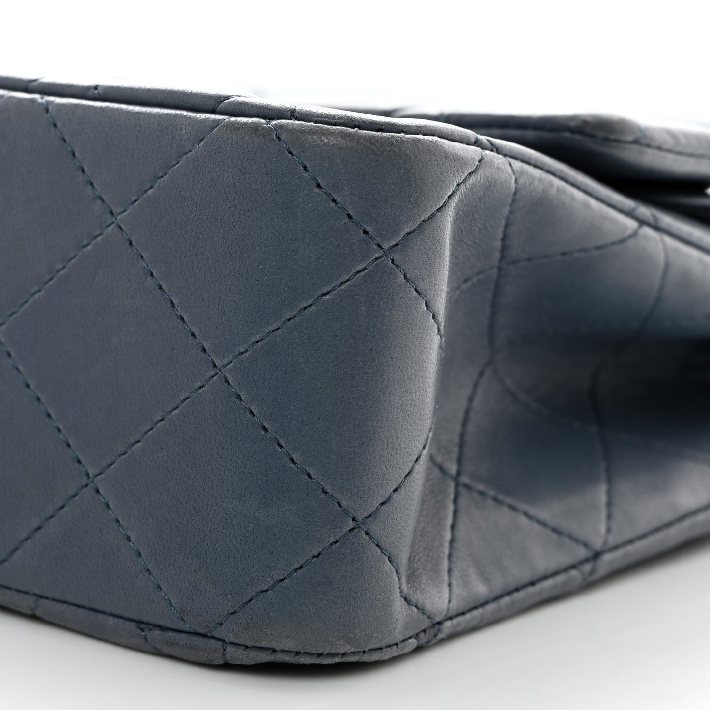 Lambskin Quilted Medium Double Flap Light Blue