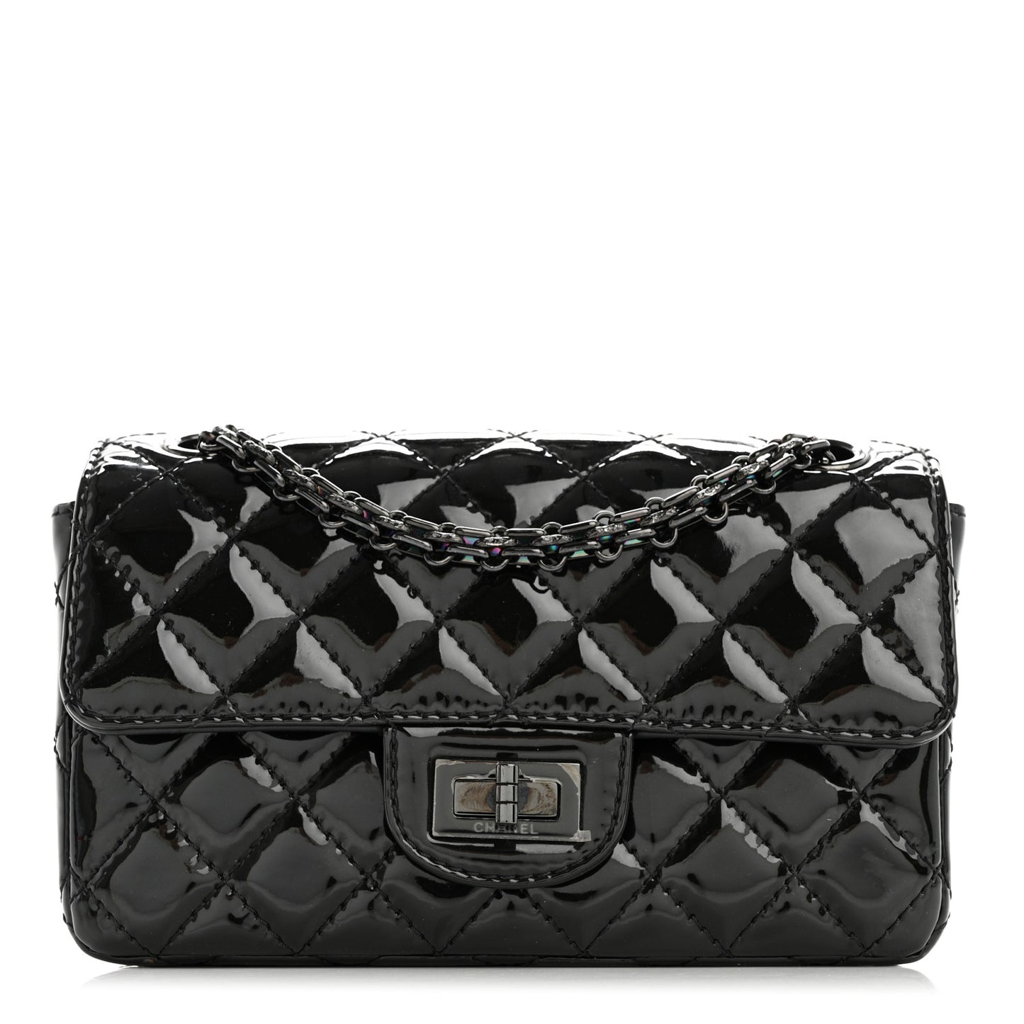Patent Calfskin Quilted 2.55 Reissue Mini Flap So Black