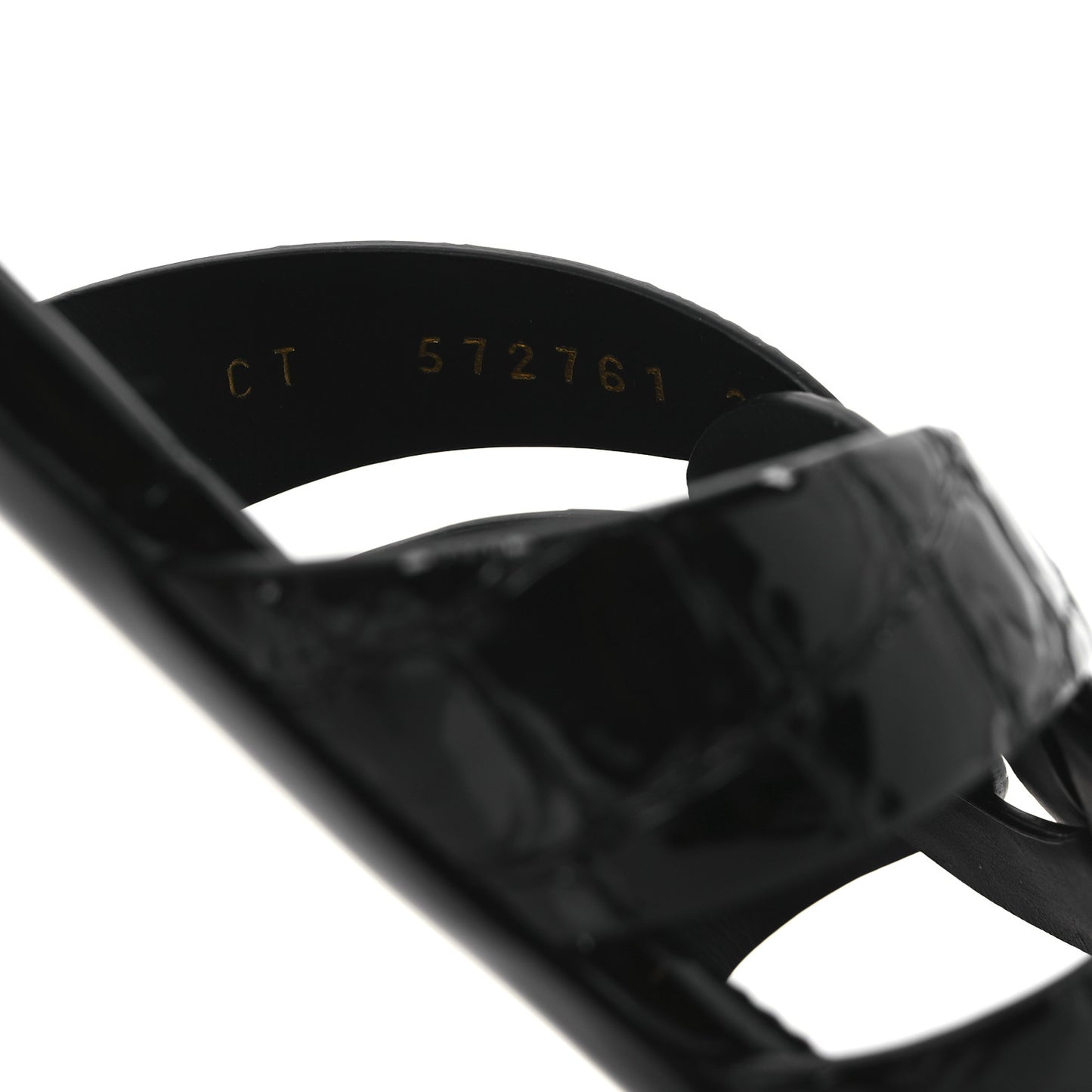 Patent Croc Embossed Tribute 05 Slide Sandals 37.5 Black