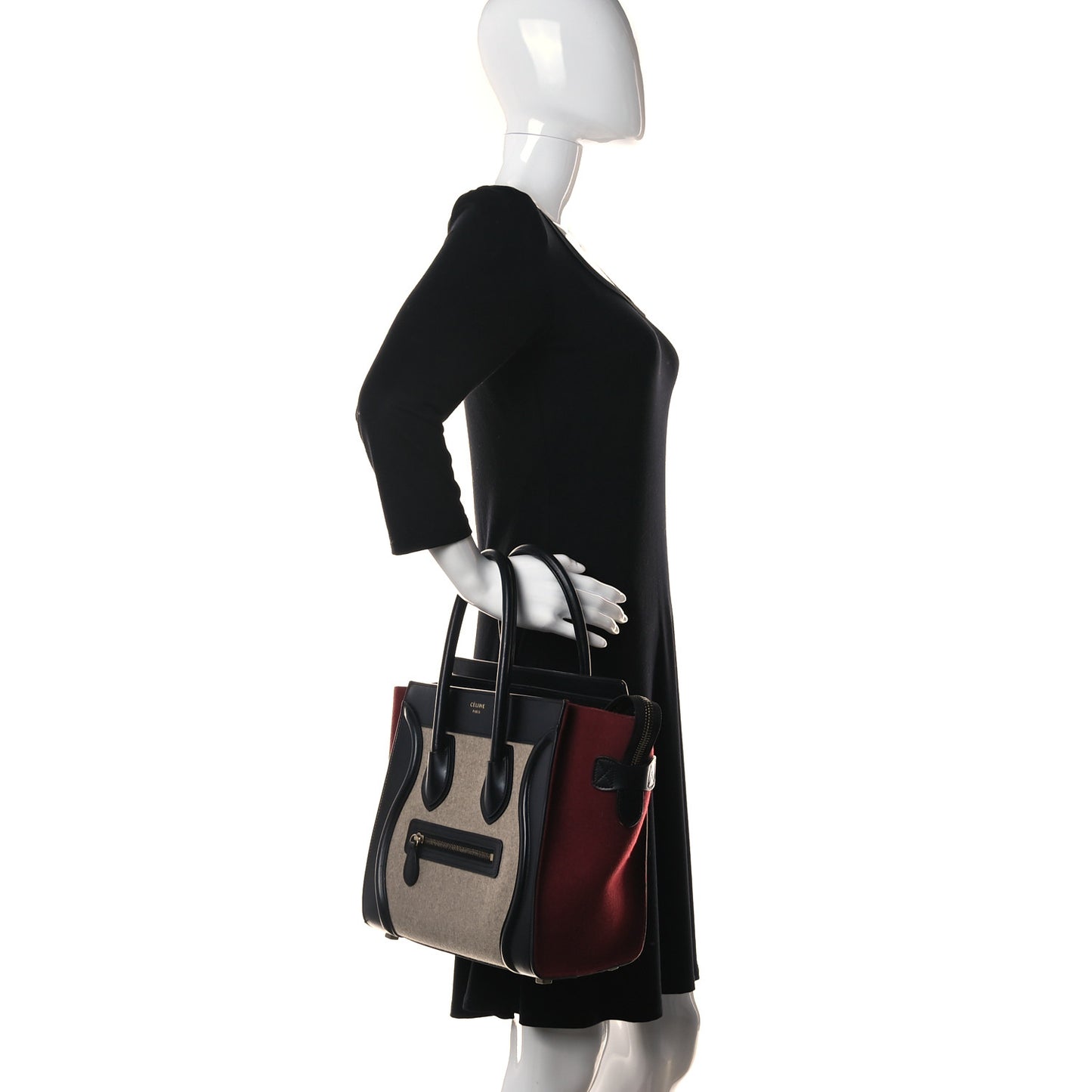Felt Smooth Calfskin Micro Tri-Color Luggage Brown Black