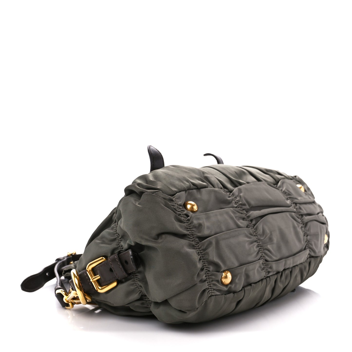 Tessuto Nylon Gaufre Shopping Satchel Fumo