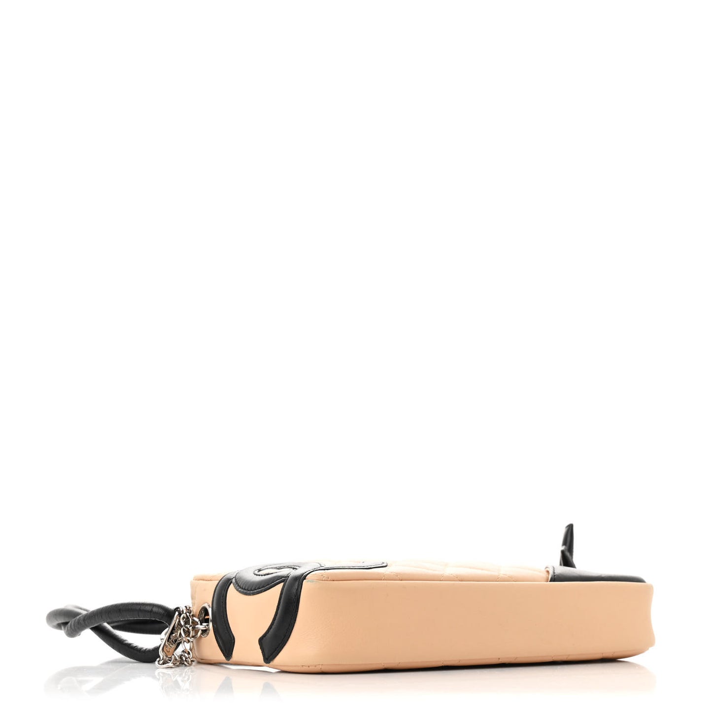Calfskin Quilted Cambon Pochette Beige Black