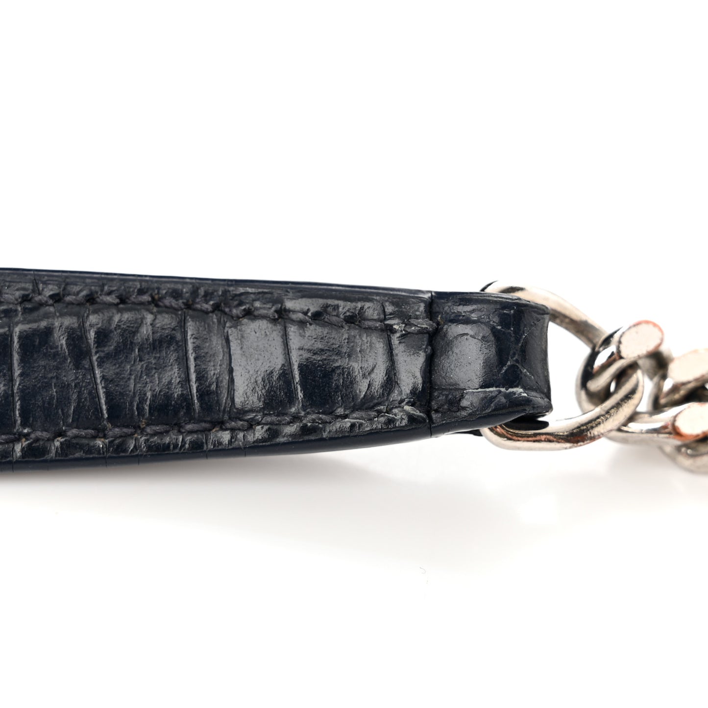 Calfskin Crocodile Embossed Medium Monogram Sunset Navy
