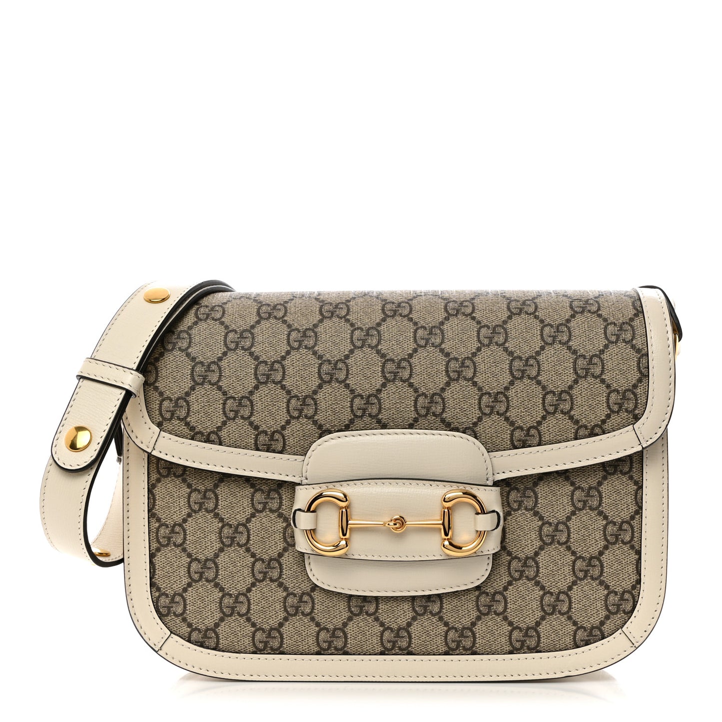 GG Supreme Monogram Horsebit 1955 Shoulder Bag Beige Mystic White