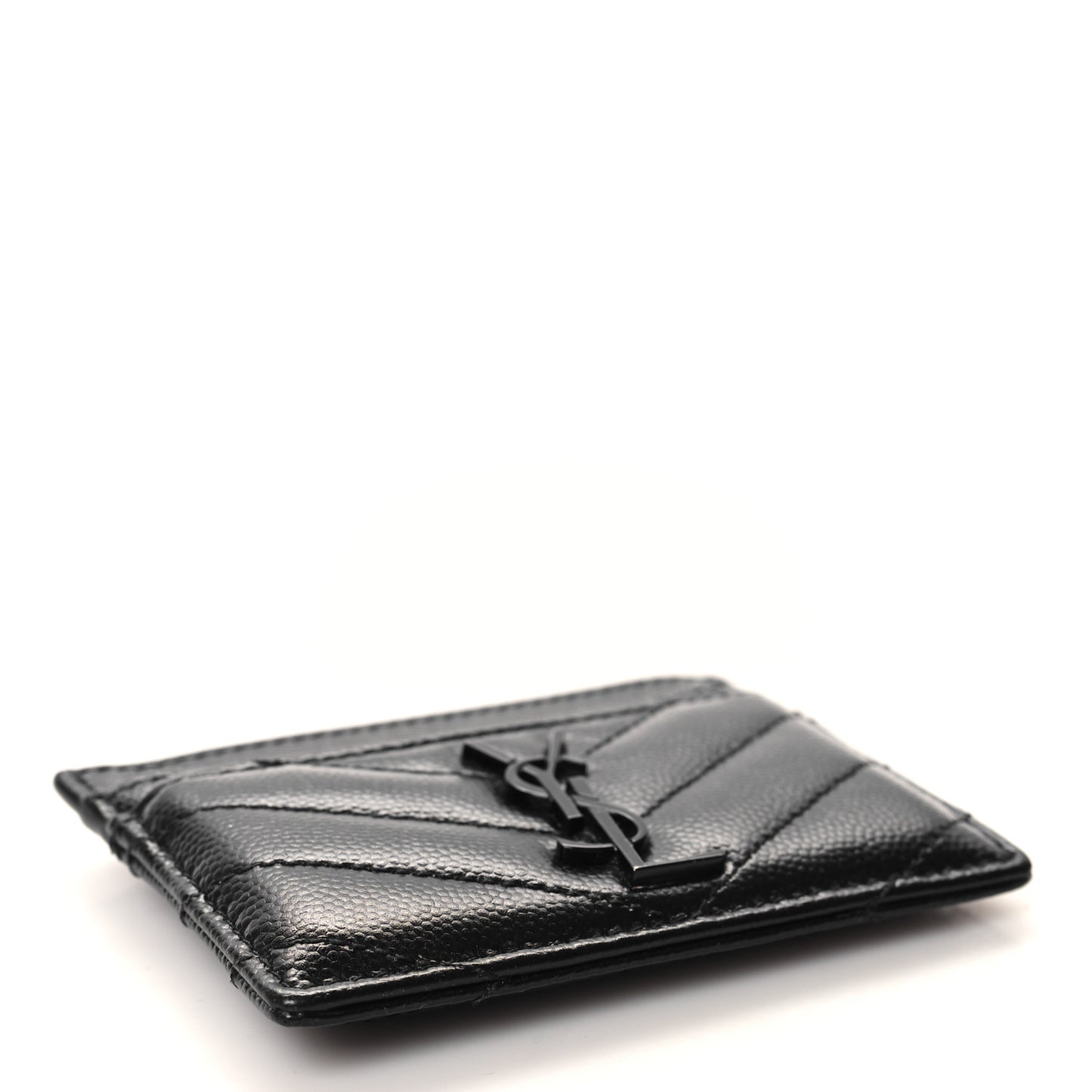 Grain De Poudre Matelasse Chevron Monochrome Monogram Credit Card Case Black